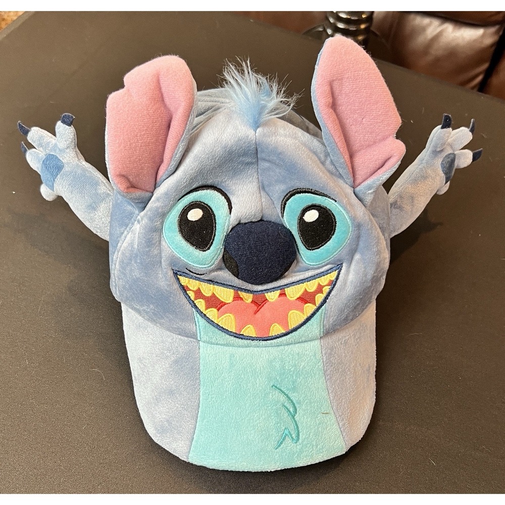 Disney Parks Plush Stitch Hat Baseball Cap Adult Adjustable 3D Ears Arms NWOT‎
